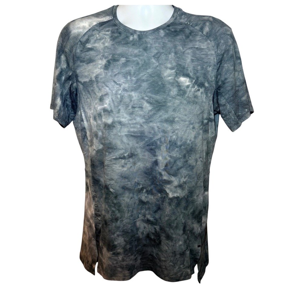 Lululemon Mens M Always Agile Short Sleeve Shirt Diamond Dye Asphalt Grey Black